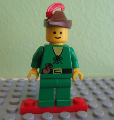 LEGO Minifigure-Forestman - Pouch, Brown Hat, Red Feather-Castle / Forestmen-CAS128-Creative Brick Builders